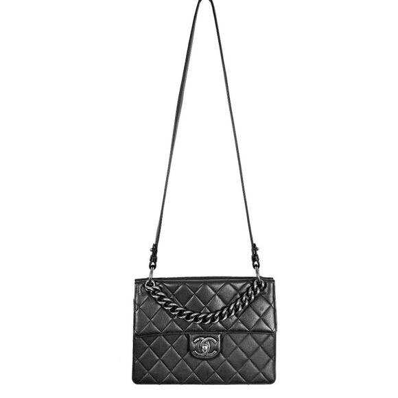 Chanel Large Retro Classic Flap Bag Black Quilted Caviar Leather Silver HW - Picture 2 of 11